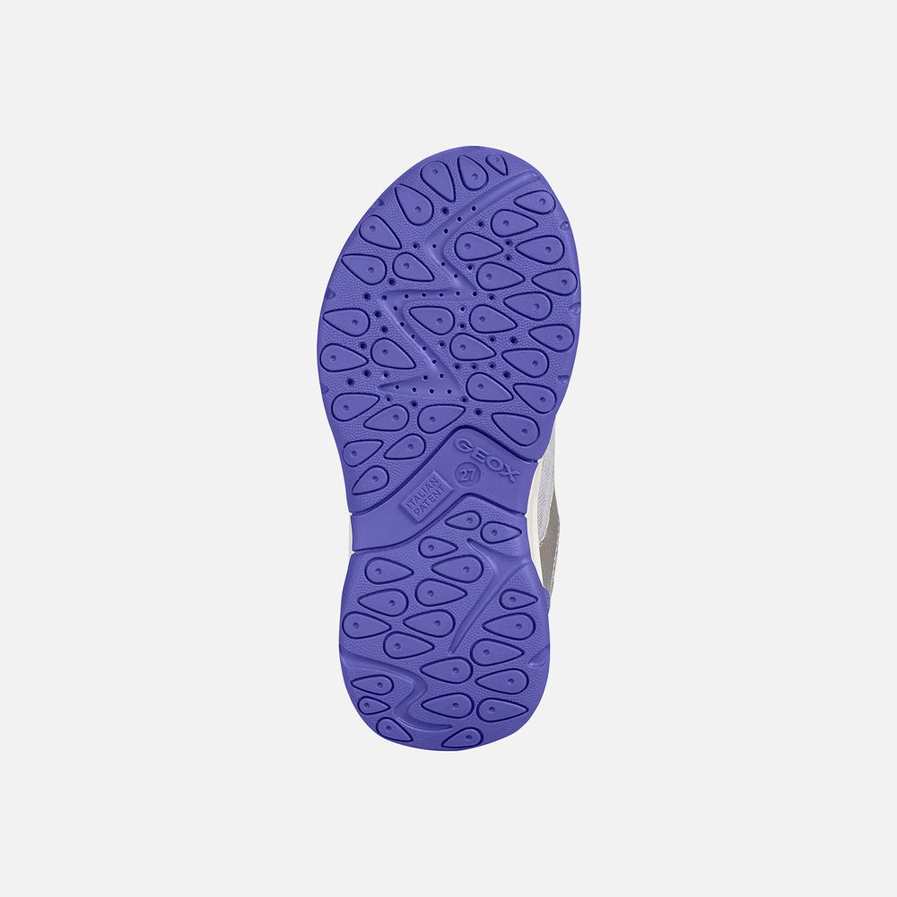 Tenis Geox Menina Prateadas Escuro/Roxo - Calco - OWHUK3071